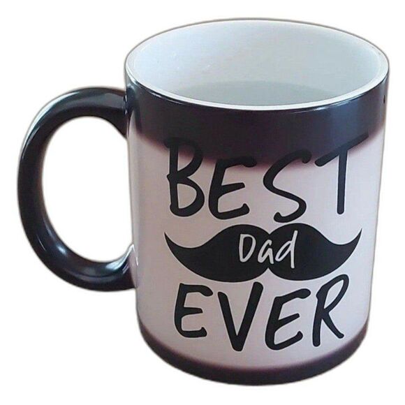 Best Dad Ever Mustache Ceramic Mug Heat Changing Father's Day Gift - Picture 2 of 7